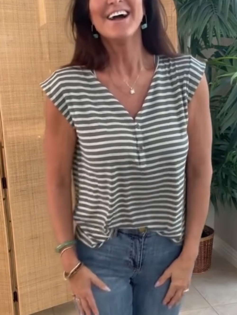 CAbi cap sleeve Henley